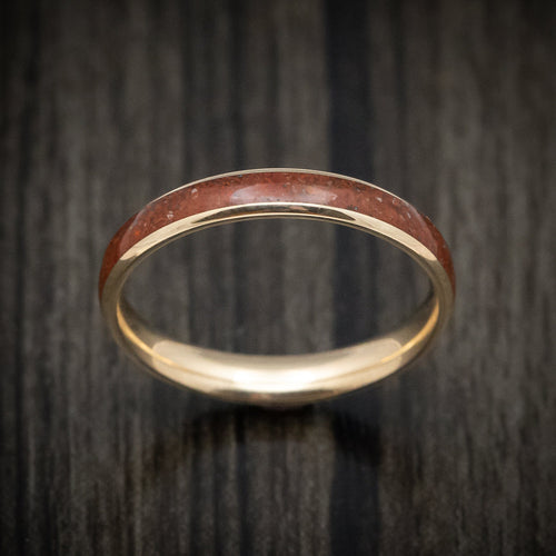 Coal XVI - Yellow Gold and Dinosaur Bone Men's Wedding Ring - view 2 - Nura Lab