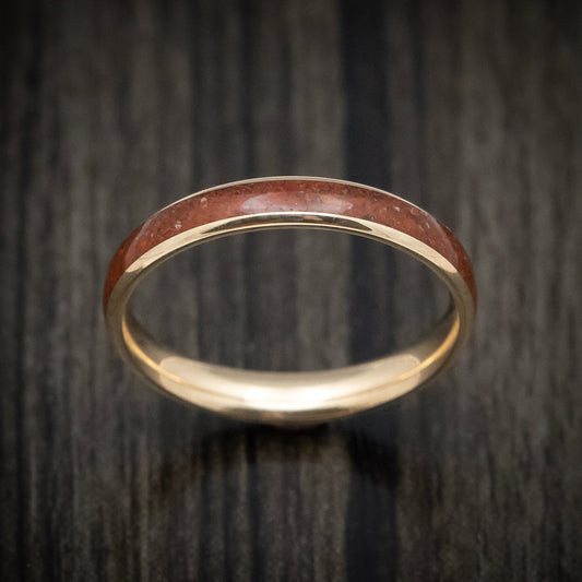 Coal XVI - Yellow Gold and Dinosaur Bone Men's Wedding Ring - view 2 - Nura Lab