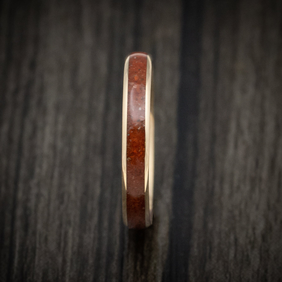 Coal XVI - Yellow Gold and Dinosaur Bone Men's Wedding Ring - view 3 - Nura Lab