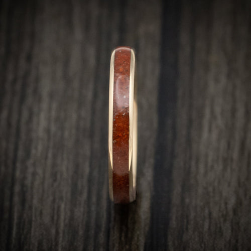 Coal XVI - Yellow Gold and Dinosaur Bone Men's Wedding Ring - view 3 - Nura Lab