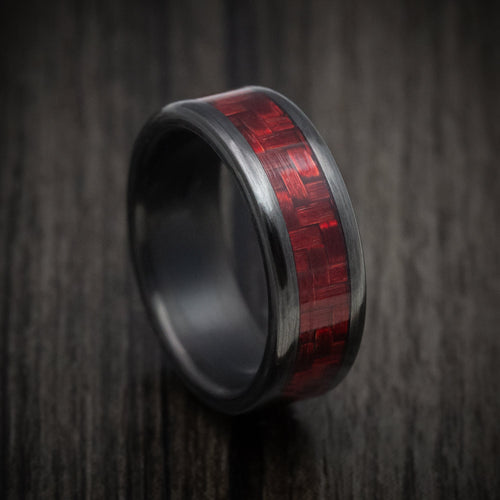 Citadel XIV - Carbon Fiber and Red Carbon Fiber Men's Wedding Ring - Nura Lab