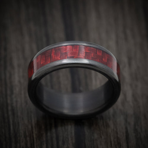 Citadel XIV - Carbon Fiber and Red Carbon Fiber Men's Wedding Ring - view 2 - Nura Lab