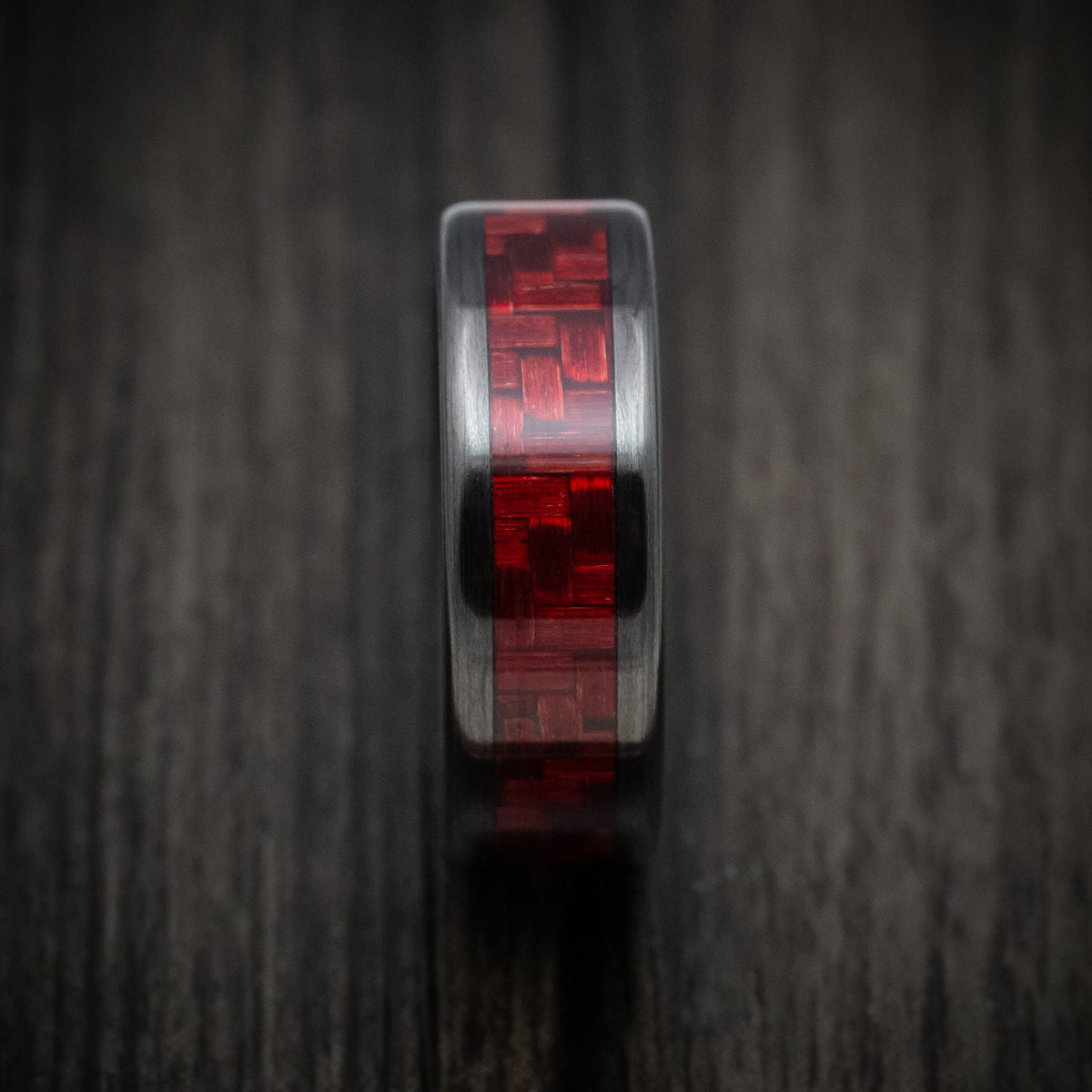 Citadel XIV - Carbon Fiber and Red Carbon Fiber Men's Wedding Ring - view 3 - Nura Lab