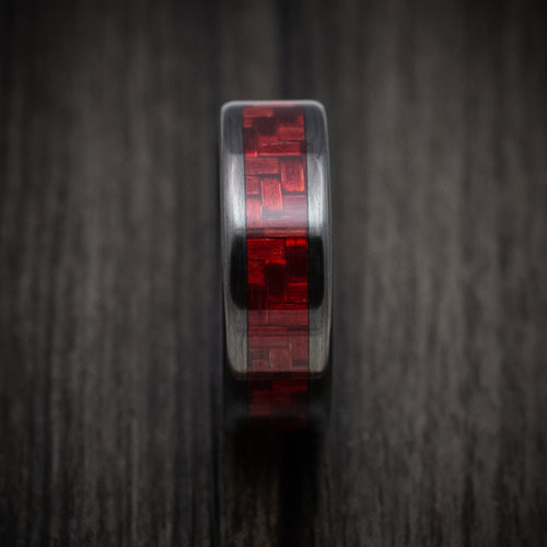 Citadel XIV - Carbon Fiber and Red Carbon Fiber Men's Wedding Ring - view 3 - Nura Lab