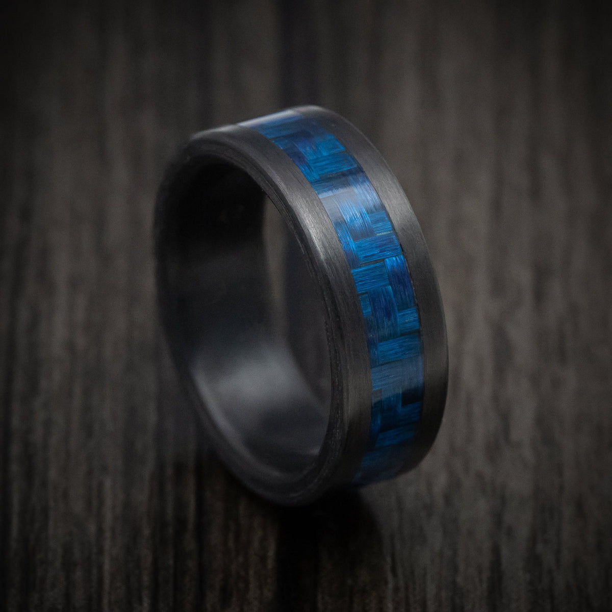 Phoenix XIV - Carbon Fiber and Blue Carbon Fiber Men's Wedding Ring - Nura Lab