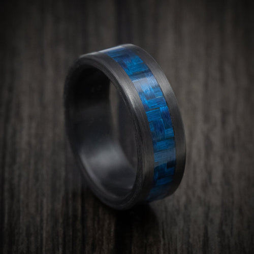 Phoenix XIV - Carbon Fiber and Blue Carbon Fiber Men's Wedding Ring - Nura Lab