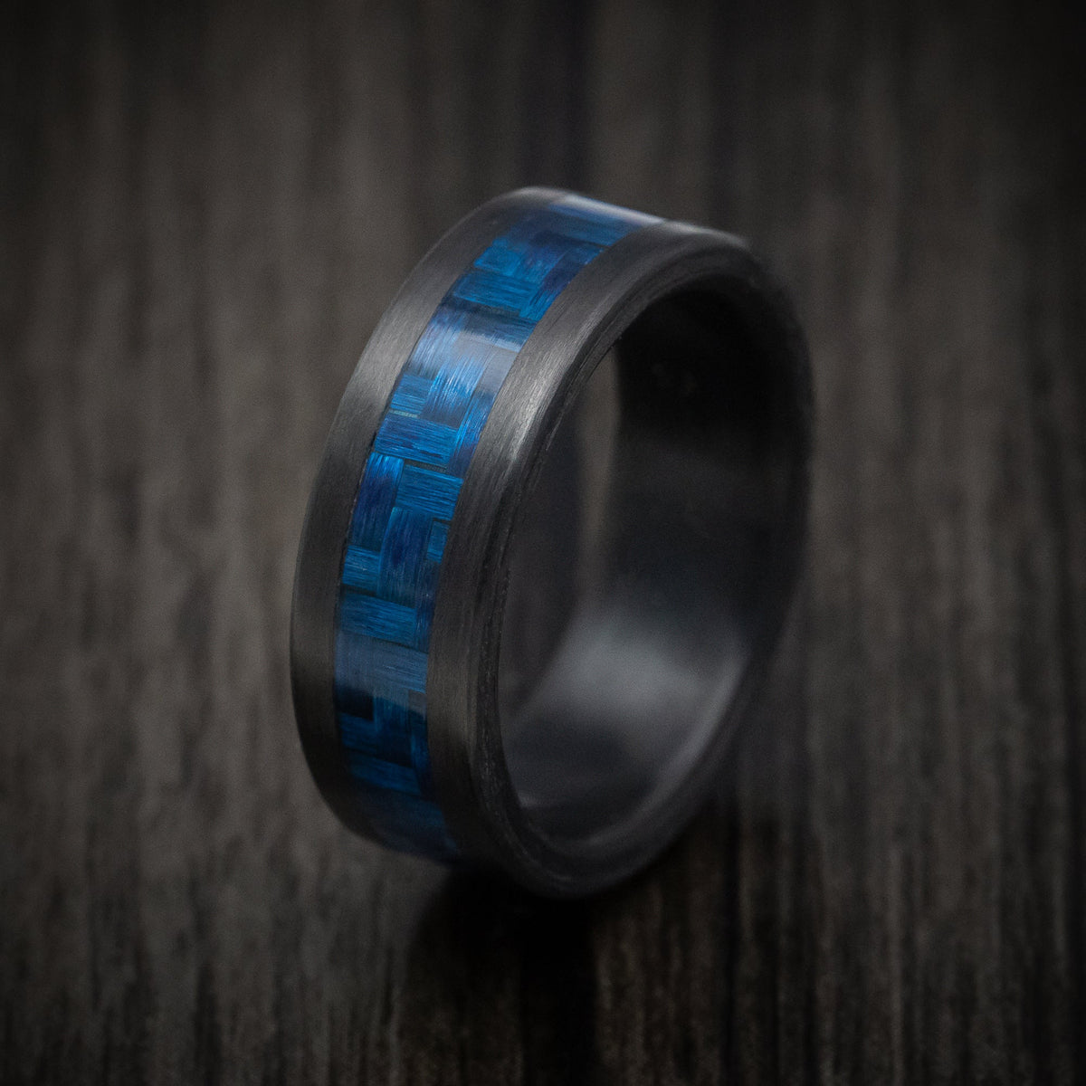 Phoenix XIV - Carbon Fiber and Blue Carbon Fiber Men's Wedding Ring - view 4 - Nura Lab