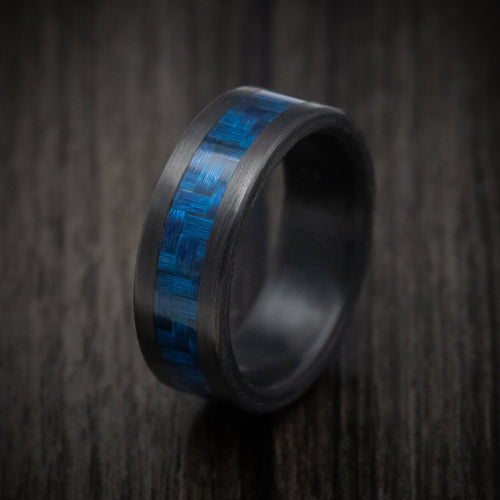 Phoenix XIV - Carbon Fiber and Blue Carbon Fiber Men's Wedding Ring - view 4 - Nura Lab