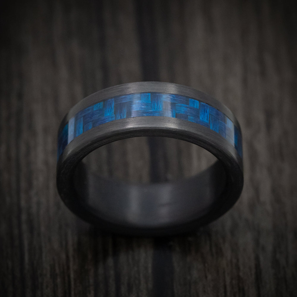 Phoenix XIV - Carbon Fiber and Blue Carbon Fiber Men's Wedding Ring - view 2 - Nura Lab