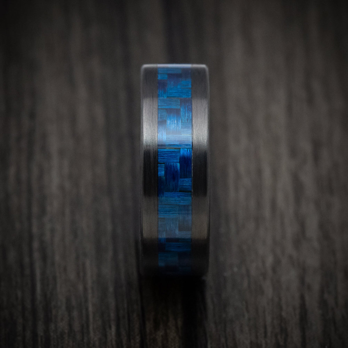 Phoenix XIV - Carbon Fiber and Blue Carbon Fiber Men's Wedding Ring - view 3 - Nura Lab