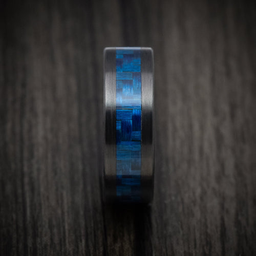 Phoenix XIV - Carbon Fiber and Blue Carbon Fiber Men's Wedding Ring - view 3 - Nura Lab