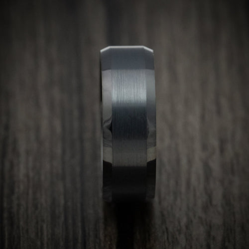 Griffin XV - Black Tungsten Men's Wedding Ring with Satin Finish Band - view 3 - Nura Lab