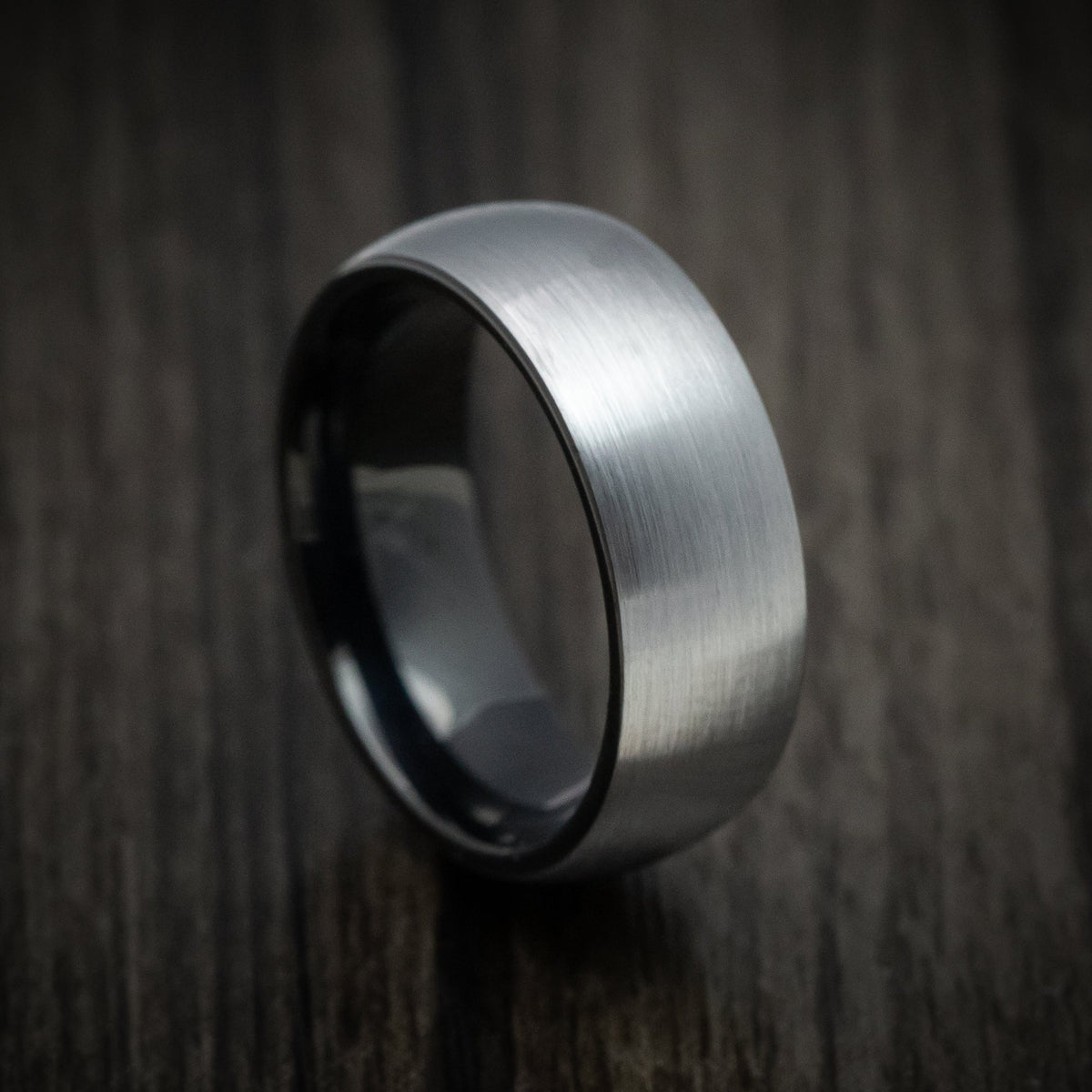 Nomad XVI - Gunmetal Tungsten Men's Wedding Ring with Black Tungsten Sleeve Band - Nura Lab