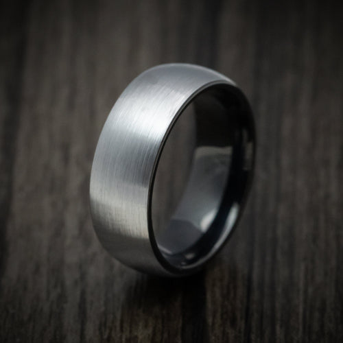 Nomad XVI - Gunmetal Tungsten Men's Wedding Ring with Black Tungsten Sleeve Band - view 4 - Nura Lab