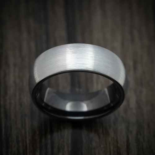 Nomad XVI - Gunmetal Tungsten Men's Wedding Ring with Black Tungsten Sleeve Band - view 2 - Nura Lab