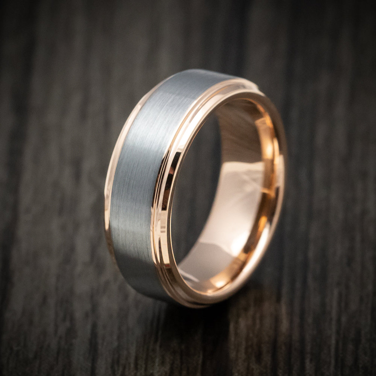 Waitakere XV - Tungsten Men's Wedding Ring with Golden Tungsten Sleeve Band - view 4 - Nura Lab