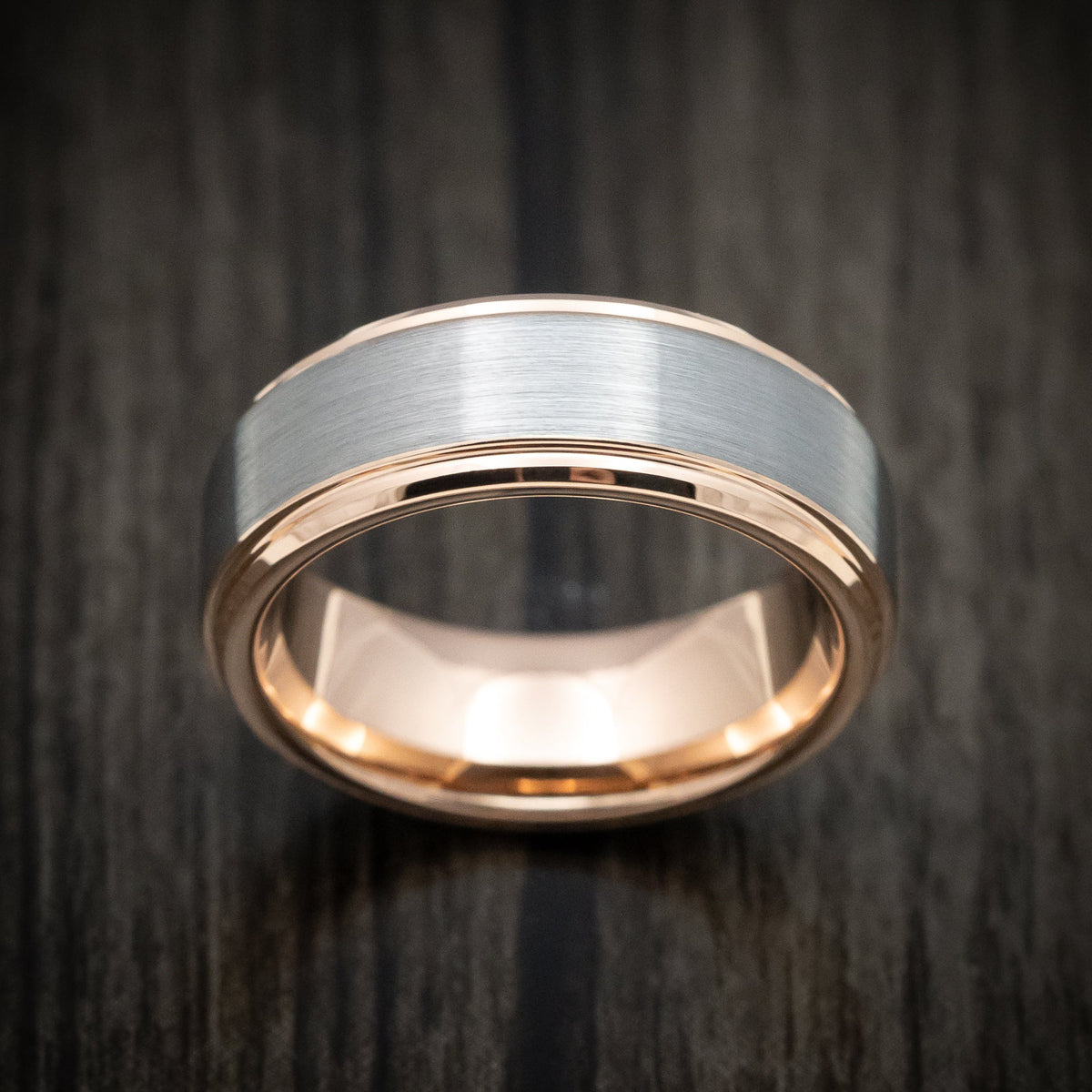 Waitakere XV - Tungsten Men's Wedding Ring with Golden Tungsten Sleeve Band - view 2 - Nura Lab