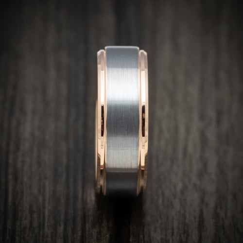 Waitakere XV - Tungsten Men's Wedding Ring with Golden Tungsten Sleeve Band - view 3 - Nura Lab