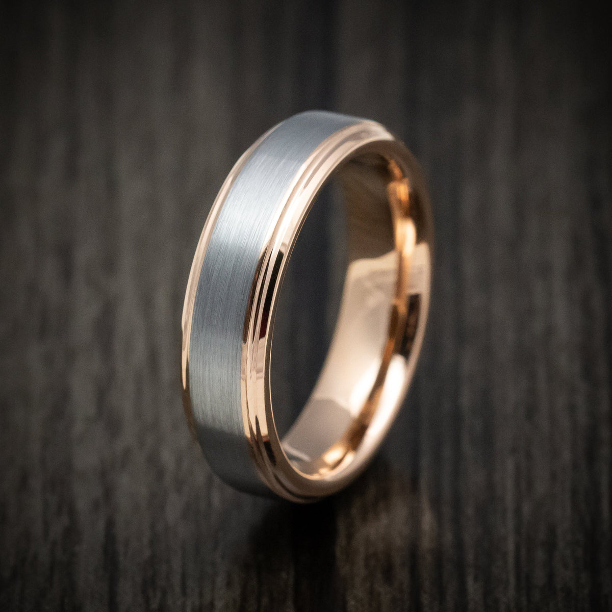 Harbour XV - Tungsten Men's Wedding Ring with Golden Tungsten Sleeve Band - view 4 - Nura Lab