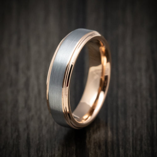 Harbour XV - Tungsten Men's Wedding Ring with Golden Tungsten Sleeve Band - view 4 - Nura Lab