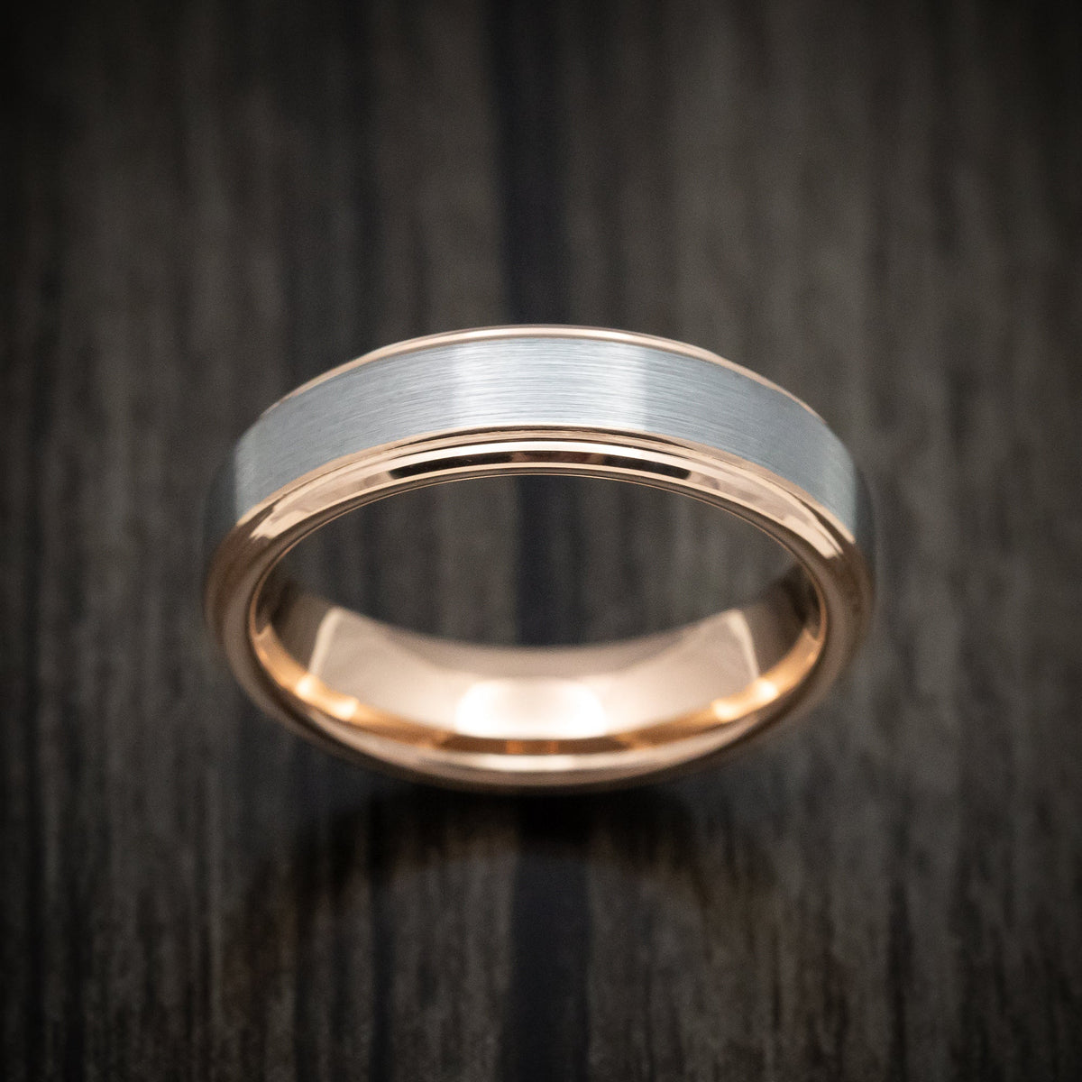 Harbour XV - Tungsten Men's Wedding Ring with Golden Tungsten Sleeve Band - view 2 - Nura Lab