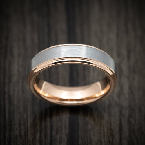 Harbour XV - Tungsten Men's Wedding Ring with Golden Tungsten Sleeve Band - view 2 - Nura Lab