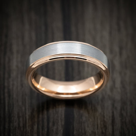 Harbour XV - Tungsten Men's Wedding Ring with Golden Tungsten Sleeve Band - view 2 - Nura Lab