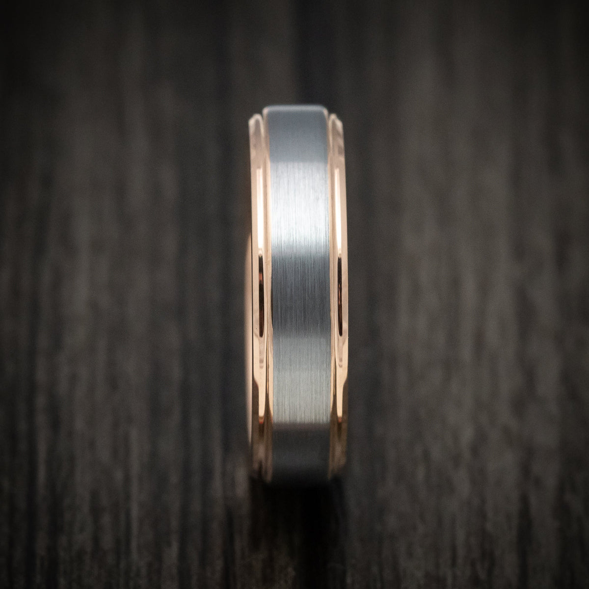 Harbour XV - Tungsten Men's Wedding Ring with Golden Tungsten Sleeve Band - view 3 - Nura Lab