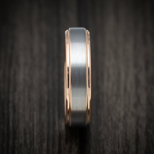Harbour XV - Tungsten Men's Wedding Ring with Golden Tungsten Sleeve Band - view 3 - Nura Lab