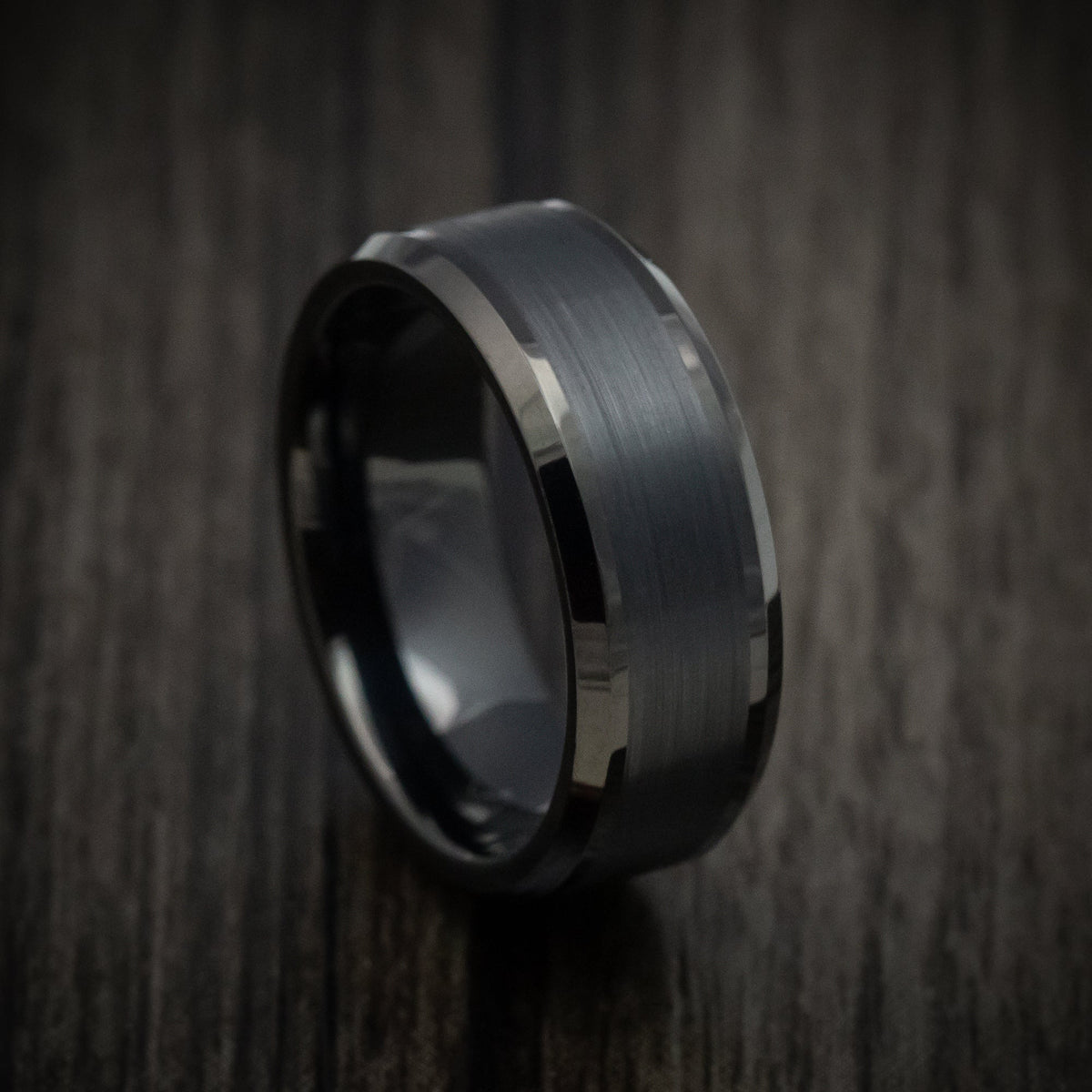 Dynasty XV - Black Tungsten Men's Wedding Ring with Satin Finish Band - Nura Lab