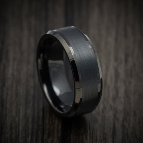 Dynasty XV - Black Tungsten Men's Wedding Ring with Satin Finish Band - Nura Lab
