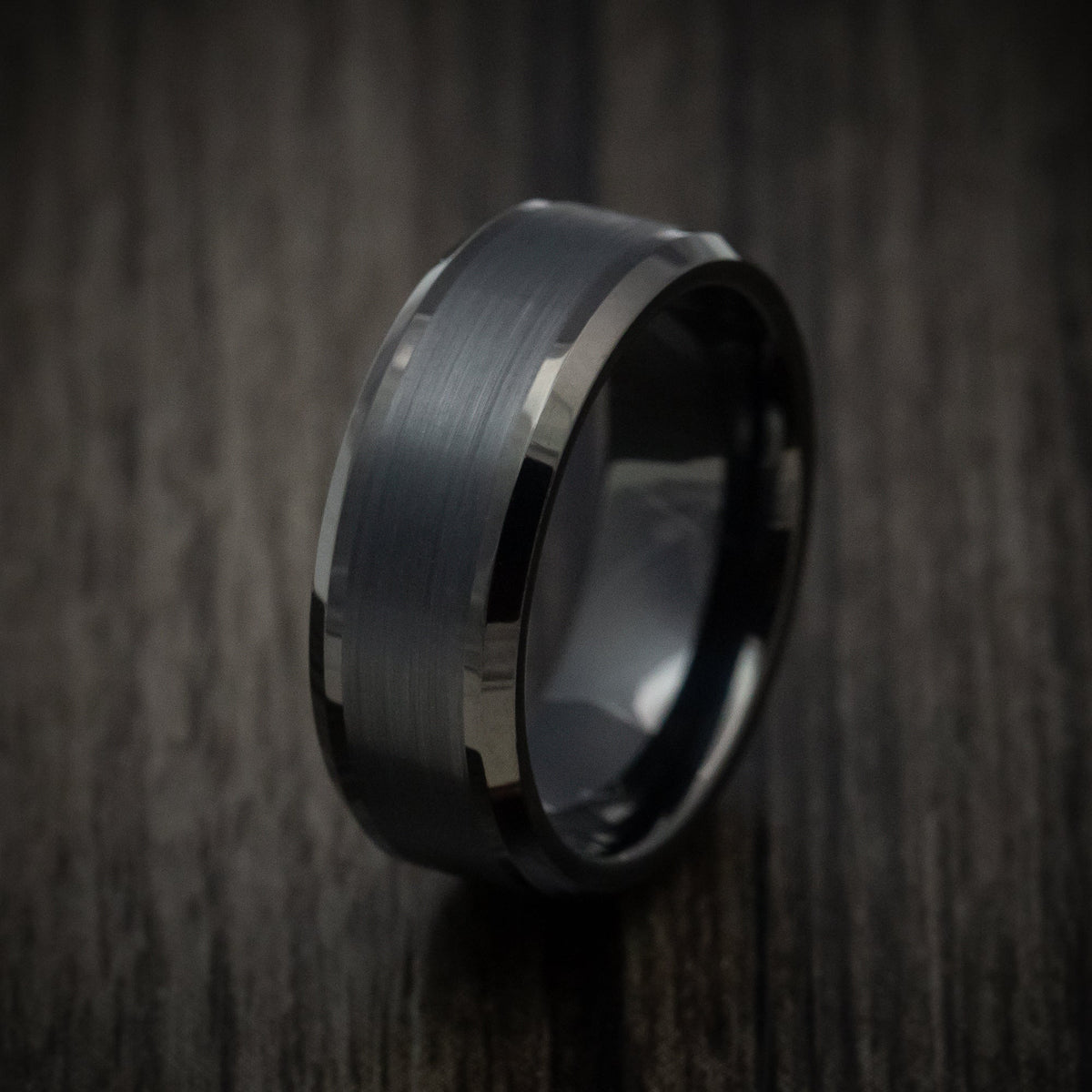 Dynasty XV - Black Tungsten Men's Wedding Ring with Satin Finish Band - view 4 - Nura Lab