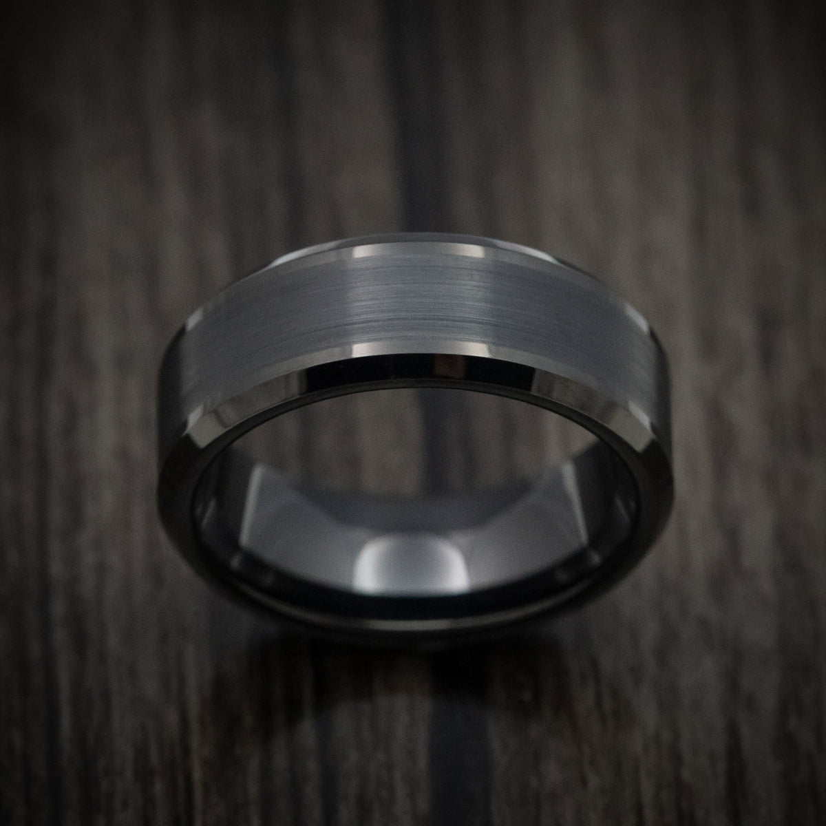 Dynasty XV - Black Tungsten Men's Wedding Ring with Satin Finish Band - view 2 - Nura Lab