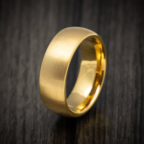 Frontier XVI - Golden Tungsten Men's Wedding Ring with Satin Finish Band - view 4 - Nura Lab