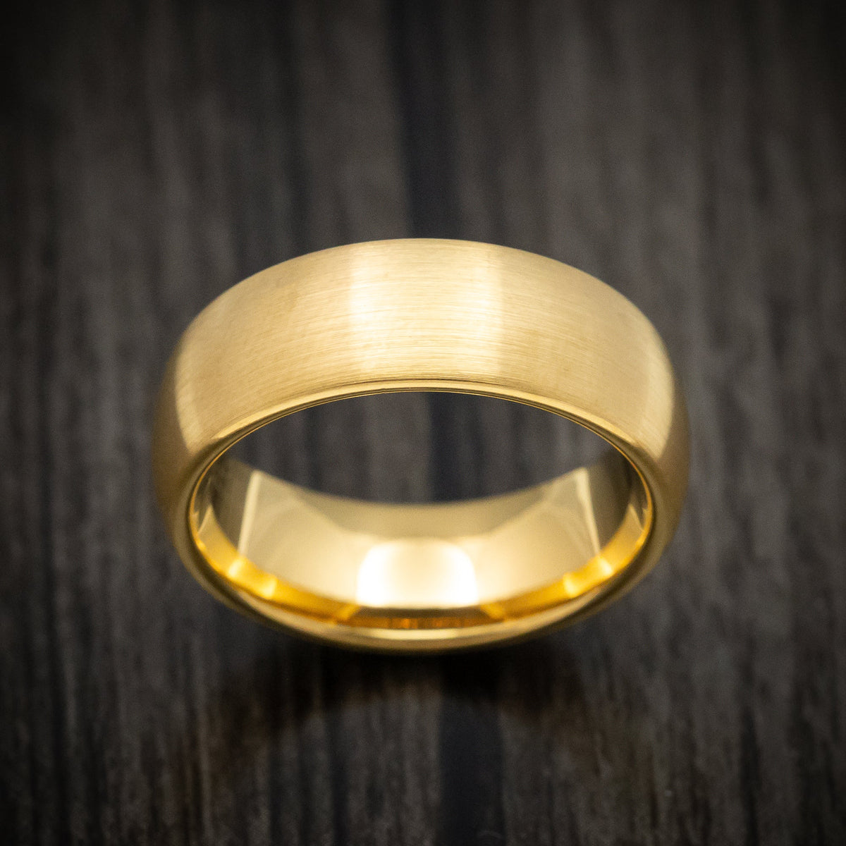 Frontier XVI - Golden Tungsten Men's Wedding Ring with Satin Finish Band - view 2 - Nura Lab