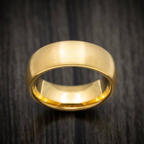 Frontier XVI - Golden Tungsten Men's Wedding Ring with Satin Finish Band - view 2 - Nura Lab
