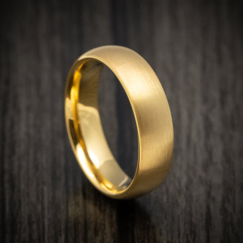 Pioneer XV - Golden Tungsten Men's Wedding Ring with Satin Finish Band - Nura Lab