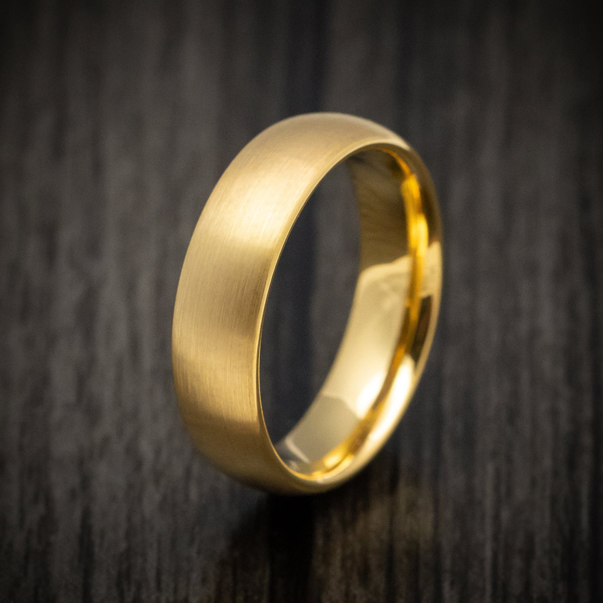 Pioneer XV - Golden Tungsten Men's Wedding Ring with Satin Finish Band - view 4 - Nura Lab