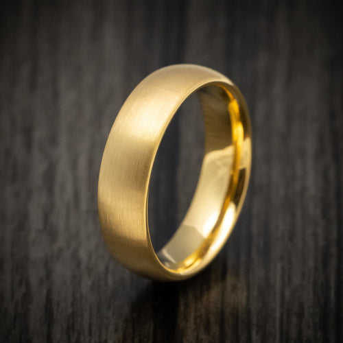 Pioneer XV - Golden Tungsten Men's Wedding Ring with Satin Finish Band - view 4 - Nura Lab