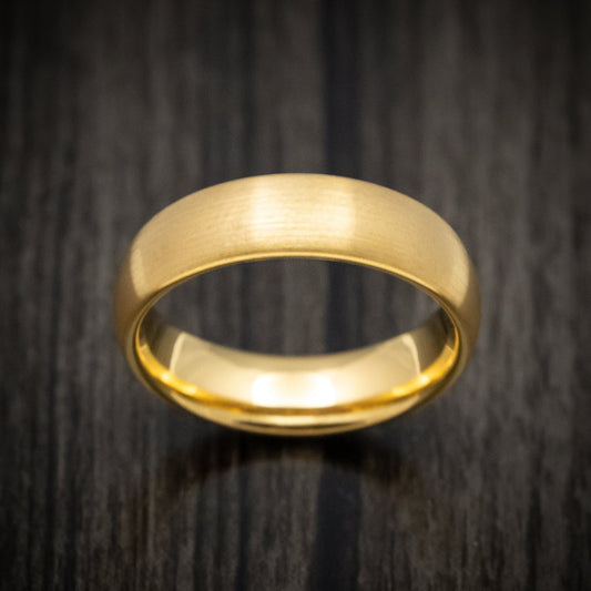 Pioneer XV - Golden Tungsten Men's Wedding Ring with Satin Finish Band - view 2 - Nura Lab