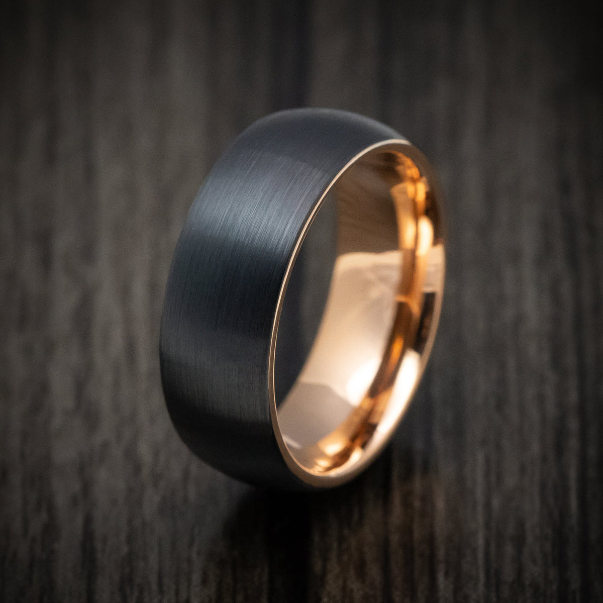 Legacy XV - Black Tungsten Men's Wedding Ring with Golden Tungsten Sleeve Band - view 4 - Nura Lab