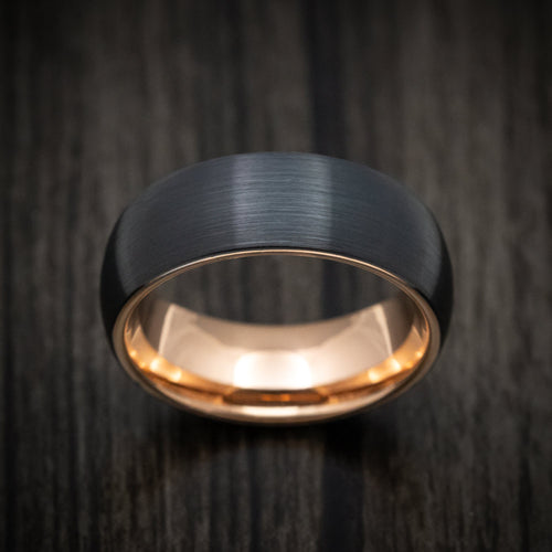 Legacy XV - Black Tungsten Men's Wedding Ring with Golden Tungsten Sleeve Band - view 2 - Nura Lab