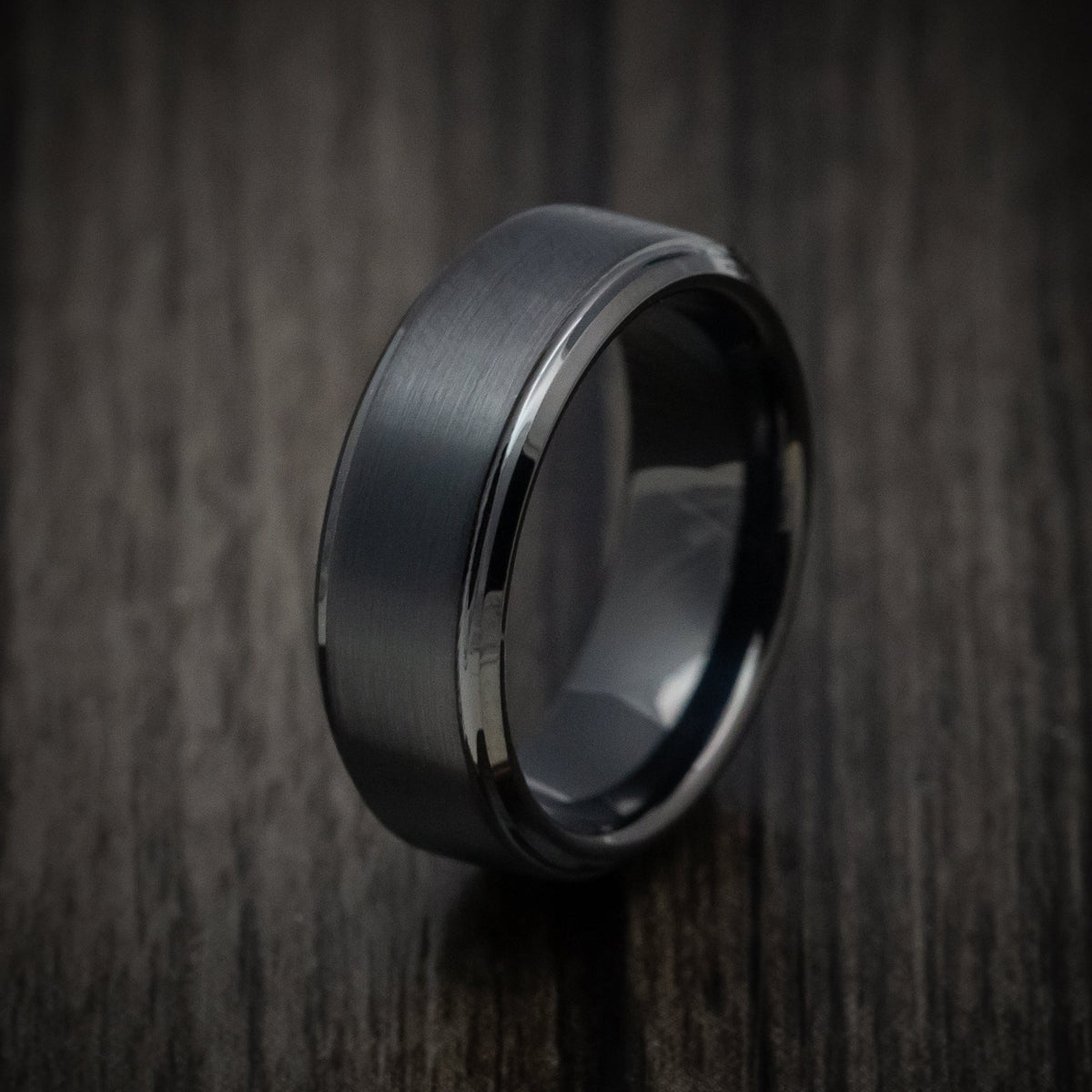 Steel XV - Black Tungsten Men's Wedding Ring with Satin Finish Band - view 4 - Nura Lab