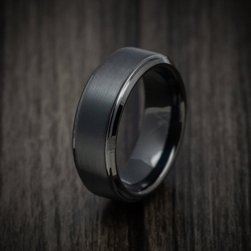 Steel XV - Black Tungsten Men's Wedding Ring with Satin Finish Band - view 4 - Nura Lab