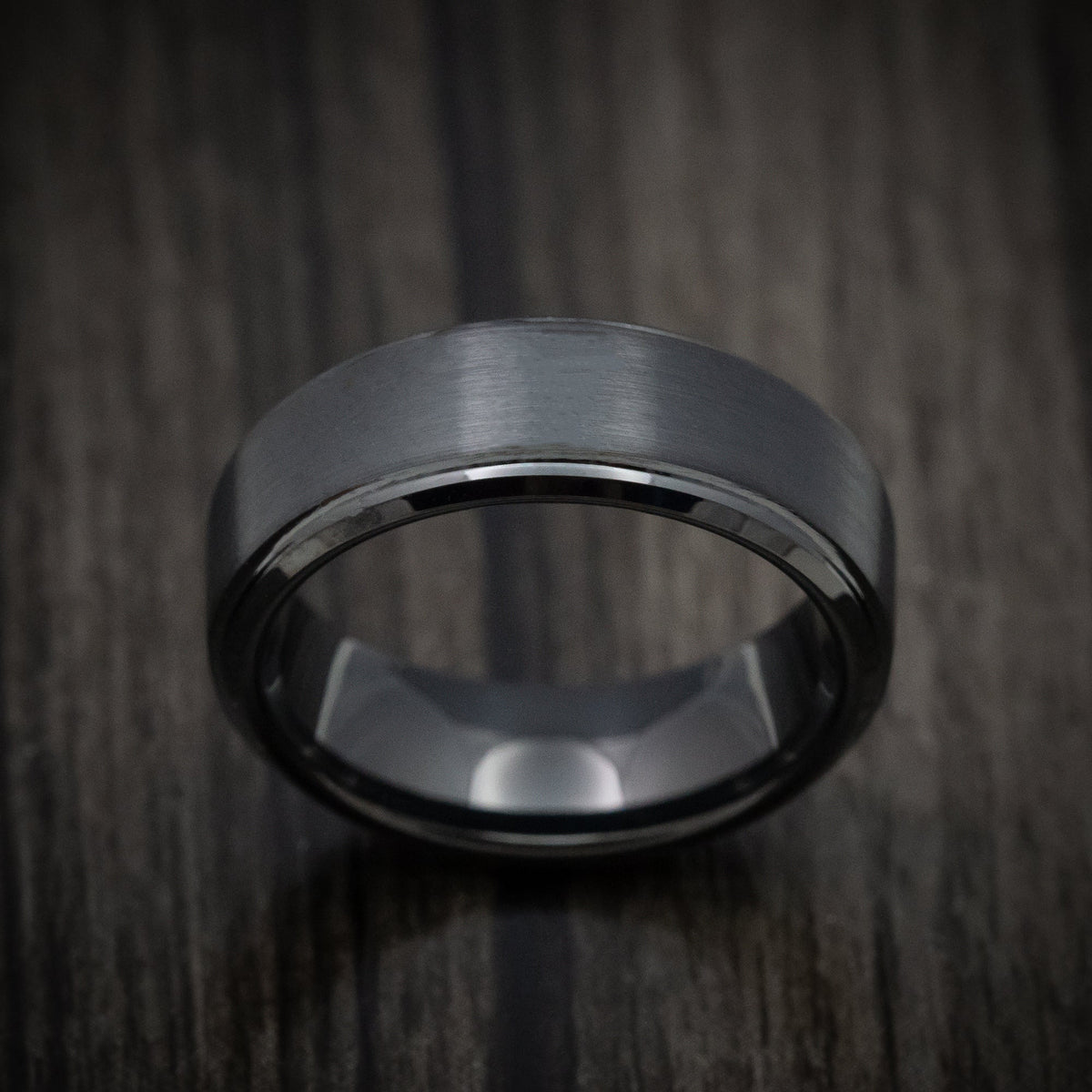 Steel XV - Black Tungsten Men's Wedding Ring with Satin Finish Band - view 2 - Nura Lab