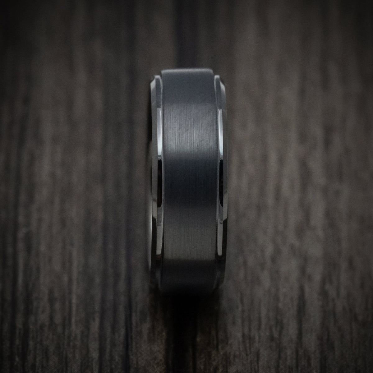Steel XV - Black Tungsten Men's Wedding Ring with Satin Finish Band - view 3 - Nura Lab