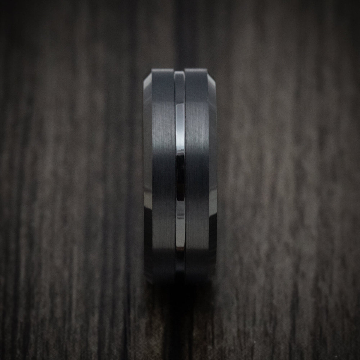 Kingsguard XV - Black Tungsten Men's Wedding Ring with Satin Finish Band - view 3 - Nura Lab