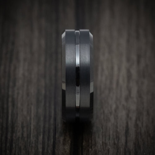 Kingsguard XV - Black Tungsten Men's Wedding Ring with Satin Finish Band - view 3 - Nura Lab