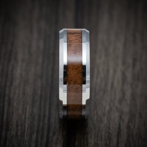 Vanguard XIII - Tungsten Men's Wedding Ring with Mahogany Wood Inlay Band - view 3 - Nura Lab