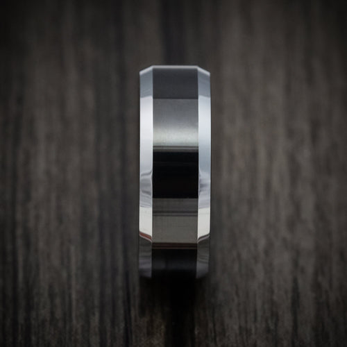 Oak XV - Tungsten Men's Wedding Ring with Black Tungsten Accents Band - view 3 - Nura Lab